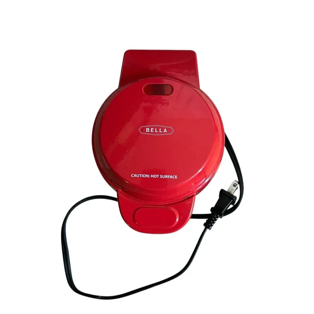 Bella Mini Waffle Maker Model GH-6201 Red Nonstick 4 Inch 350W Appliance